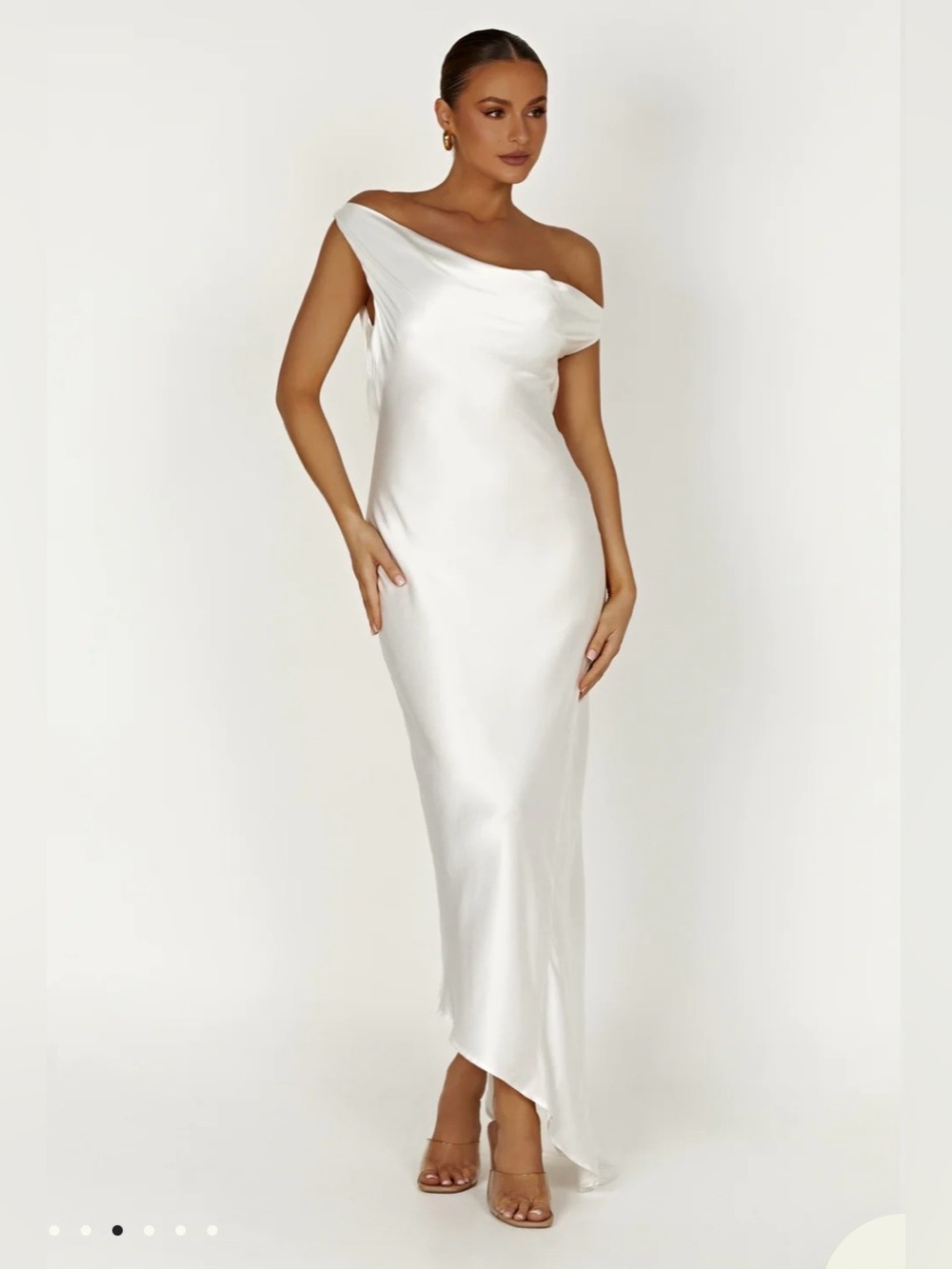 Meshki NWT One-Shoulder White Satin Slip Dress